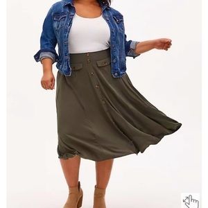 Torrid Olive Green Midi skirt Size: 2